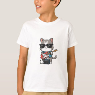 Cool Rocker Kat Elektrische Gitaar Kinderen T-shirt