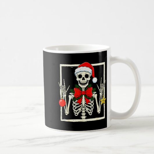 Cool Rocker Skeleton Santa Hat Christmas Punk Rock Koffiemok (Rechts)
