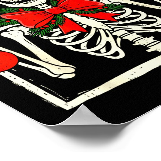 Cool Rocker Skeleton Santa Hat Christmas Punk Rock Poster (Hoek)