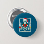 Cool Rocker Skeleton Santa Hat Christmas Punk Rock Ronde Button 5,7 Cm (Voorkant /achterkant)