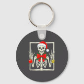 Cool Rocker Skeleton Santa Hat Christmas Punk Rock Sleutelhanger (Voorkant)