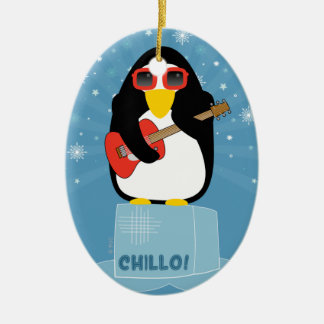 Cool Rockin' Penguin Says Chillo met Kerstmis Keramisch Ornament