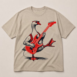 Cool Rockstar Gans die Rode Elektrische Gitaar Spe T-shirt