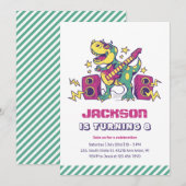 Cool Rockstar T-Rex Dinosaur kinderen Birthday Kaart (Voorkant / Achterkant)