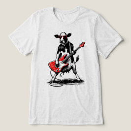 Cool Rockster Koe Speelt Rode Elektrische Gitaar Tri-Blend Shirt