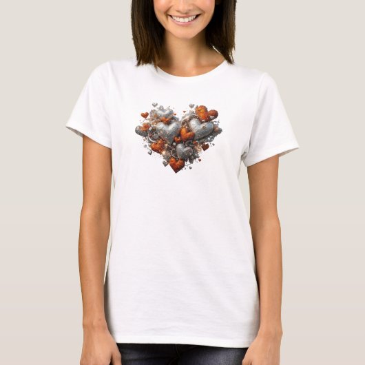 Cool Rode HARTEN VERENIGD Tekst Design T-shirt (Voorkant)