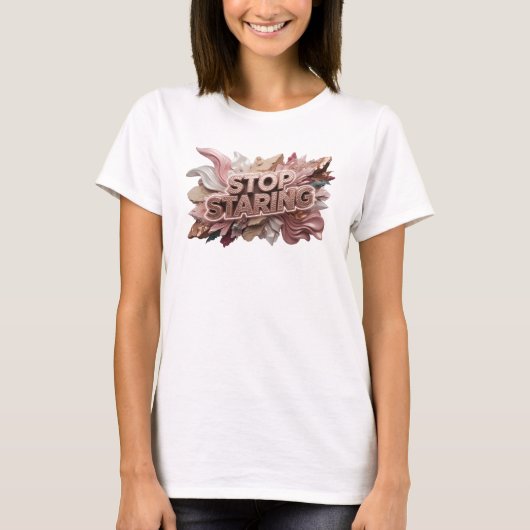 Cool Rode STOP STARING T-shirt ontwerp (Voorkant)