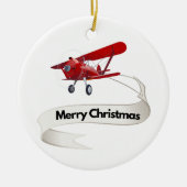 Cool Rode Vliegtuig & Kerstman, Prettig Kerstfeest Keramisch Ornament (Voorkant)