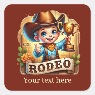 Cool Rodeo Cowboy tekst toevoegen Vierkante Sticker
