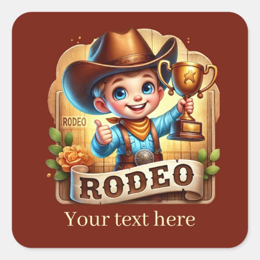 Cool Rodeo Cowboy tekst toevoegen Vierkante Sticker (Voorkant)