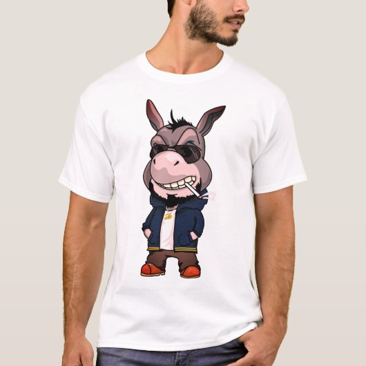 Cool Roken Ezel Dier Cartoon T-shirt (Voorkant)