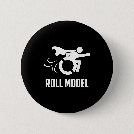 Cool Roll Model _ Funny Handicapped Person Wheelch Ronde Button 5,7 Cm (Voorkant)