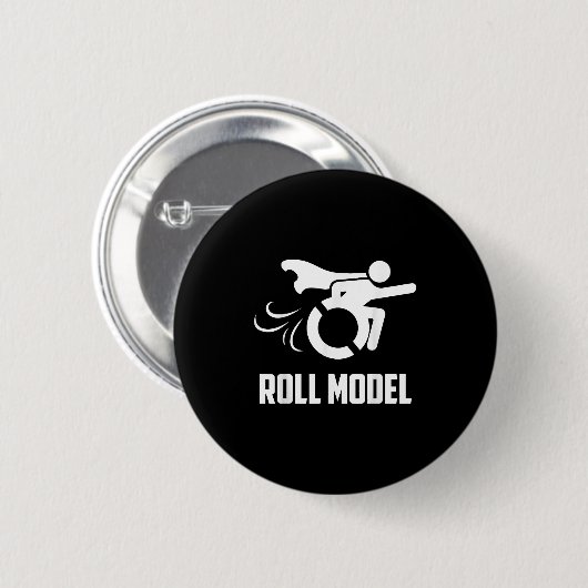 Cool Roll Model _ Funny Handicapped Person Wheelch Ronde Button 5,7 Cm (Voorkant /achterkant)
