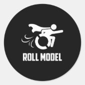 Cool Roll Model _ Funny Handicapped Person Wheelch Ronde Sticker (Voorkant)