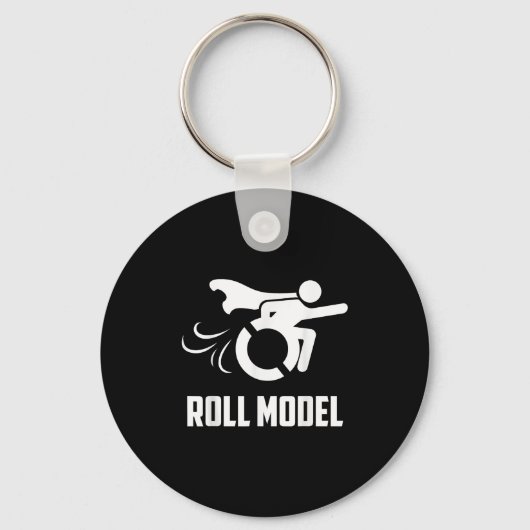 Cool Roll Model _ Funny Handicapped Person Wheelch Sleutelhanger (Voorkant)