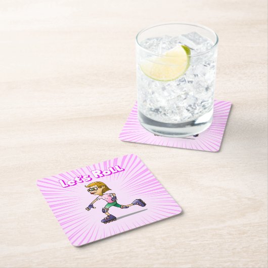 Cool Roller Schaatsen Meisje Kartonnen Onderzetters (Insitu)