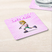 Cool Roller Schaatsen Meisje Kartonnen Onderzetters (Schuin)