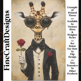 Cool Romantische Giraffe + Red Rose AH2 Decoupage Tissuepapier