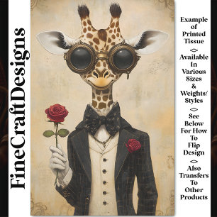 Cool Romantische Giraffe + Red Rose AH2 Decoupage Tissuepapier
