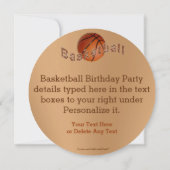 Cool Ronde Custom Basketbal Verjaardag Uitnodiging (Achterkant)