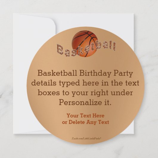 Cool Ronde Custom Basketbal Verjaardag Uitnodiging (Achterkant)
