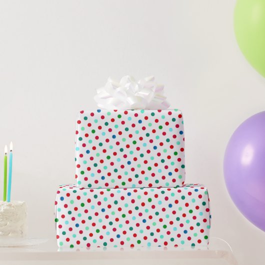 Cool Rood Blauw Groen en Blauwgroen Polka Dot Patt Cadeaupapier (Feestgeschenken)