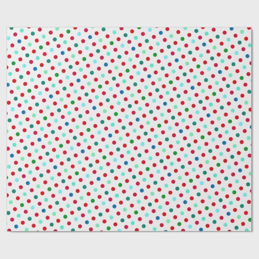 Cool Rood Blauw Groen en Blauwgroen Polka Dot Patt Cadeaupapier (Vlak)