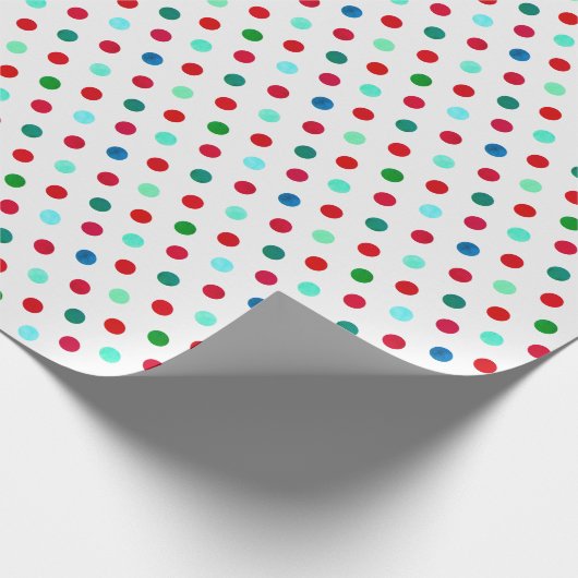 Cool Rood Blauw Groen en Blauwgroen Polka Dot Patt Cadeaupapier (Hoek)