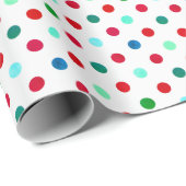 Cool Rood Blauw Groen en Blauwgroen Polka Dot Patt Cadeaupapier (Rol Hoek)