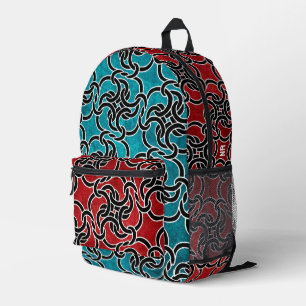 Cool Rood & Blauw Zwart Keltische Knoop Modern Mon Bedrukte Rugzak