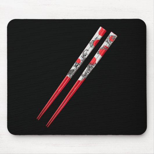 Cool Rood Chopsticks Kostuum Muismat (Voorkant)