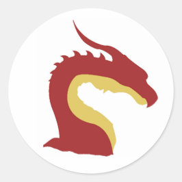 Cool Rood en Geel Eenvoudige Fantasy draak embleem Ronde Sticker