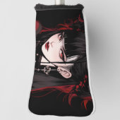 Cool Rood en Zwart Gothic Esthetische Anime Meisje Golfheadcover (Draai 90)