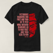 Cool Rood Verdrietig Sun Tzu Portret met Quote T-shirt (Design voorkant)