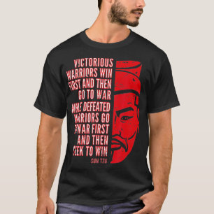 Cool Rood Verdrietig Sun Tzu Portret met Quote T-shirt