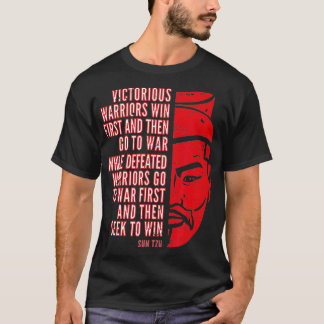 Cool Rood Verdrietig Sun Tzu Portret met Quote T-shirt