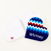 Cool Rood Wit Blauw Chevron Custom Heart Notitiebo Notitieboek (Binnen)