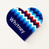 Cool Rood Wit Blauw Chevron Custom Heart Notitiebo Notitieboek (Achterkant)