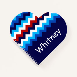 Cool Rood Wit Blauw Chevron Custom Heart Notitiebo Notitieboek