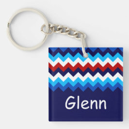 Cool Rood Wit Blauw Chevron Custom Vierkante Sleut Sleutelhanger