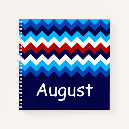 Cool Rood Wit Blauw Chevrons Custom Klein Notitieb Notitieboek (Voorkant)