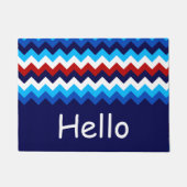 Cool Rood Wit Blauw Chevrons Monogram Deurmat (Voorkant)