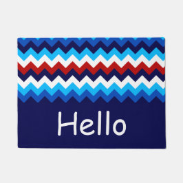 Cool Rood Wit Blauw Chevrons Monogram Deurmat