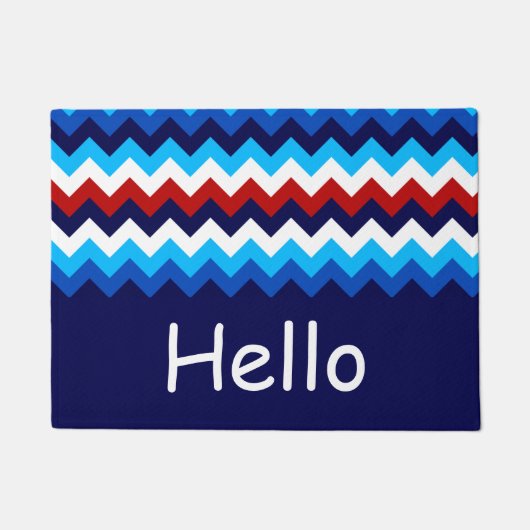 Cool Rood Wit Blauw Chevrons Monogram Deurmat (Voorkant)