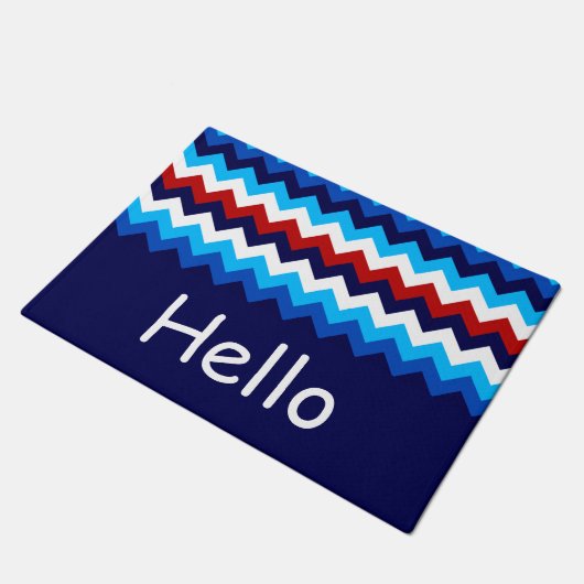 Cool Rood Wit Blauw Chevrons Monogram Deurmat (Schuin)