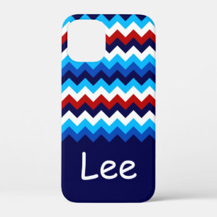 Cool Rood Wit Blauw Chevrons Monogram Telefoon Cas Case-Mate iPhone Case