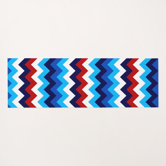 Cool Rood Wit Blauw Chevrons Monogram Yoga Mat (Achterkant (horizontaal))