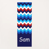 Cool Rood Wit Blauw Chevrons Monogram Yoga Mat (Voorkant)