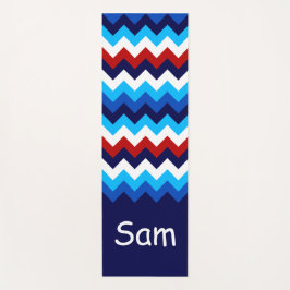 Cool Rood Wit Blauw Chevrons Monogram Yoga Mat