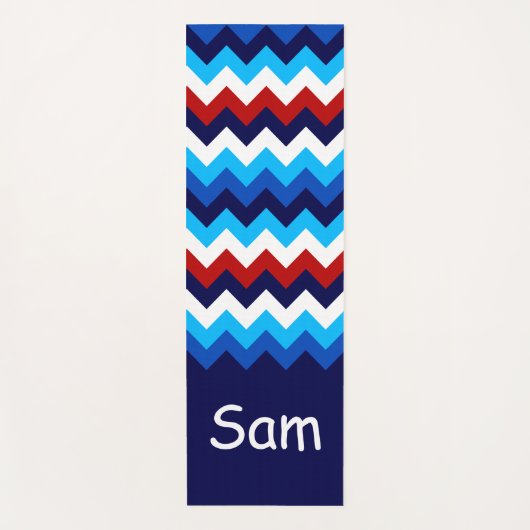 Cool Rood Wit Blauw Chevrons Monogram Yoga Mat (Voorkant)